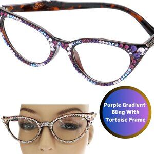 Purple Gradient Swarovski Crystal Enhanced Readers Reading Glasses BRAND NEW